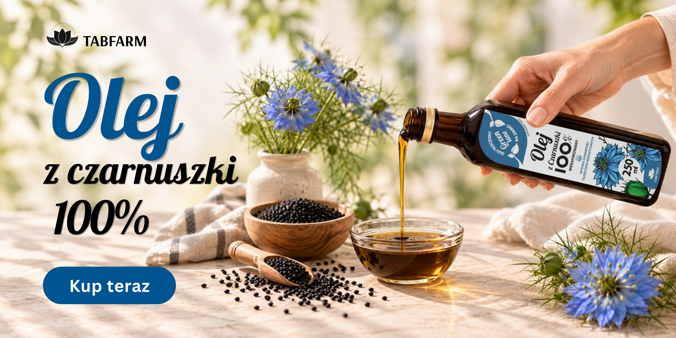 baner reklamowy dla oleju z czarnuszki